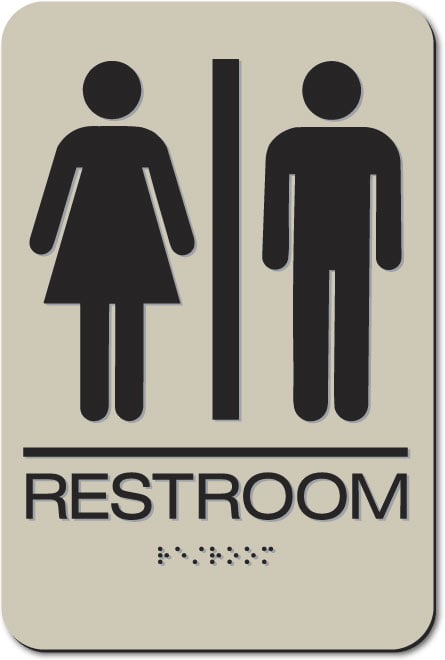 ADA Restroom Signs with Braille - Black on Taupe