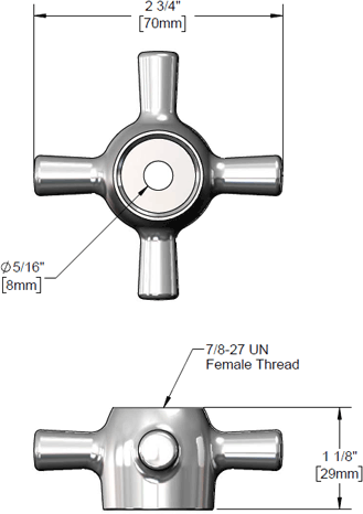 T&S Brass (000015-40) Self-Closing 4-Arm Handle, Chrome Plated Brass additional product graphic