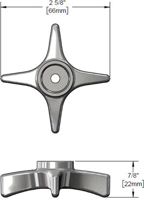 T&S Brass (000059-40) 4-Arm Lab Handle (Chrome-Plated) additional product graphic