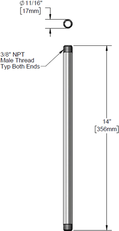 T&S Brass (000367-40) Riser, 3/8in NPT x 14in Long (Chrome-Plated) additional product graphic