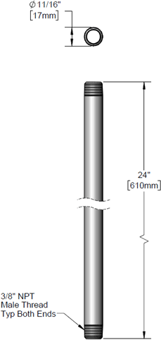 T&S Brass (000372-40) Riser, 3/8in NPT, 24in Length additional product graphic
