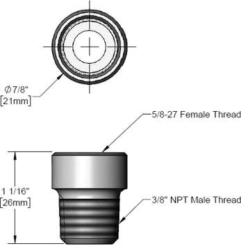 T&S Brass (000564-25) 3/8-18 NPT Male x 5/8-27 UN Female Adapter, Chrome Plated additional product graphic