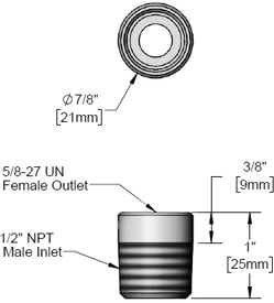 T&S Brass (000568-25) Adapter, 1/2in NPT Male x 5/8-27UN Female additional product graphic