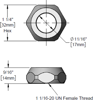 T&S Brass (000727-40) Hex Nut, Rigid To Swivel additional product graphic