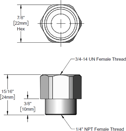 T&S Brass (000732-25) Outlet Nut, 1/4in NPT x 3/4-14UN Female additional product graphic