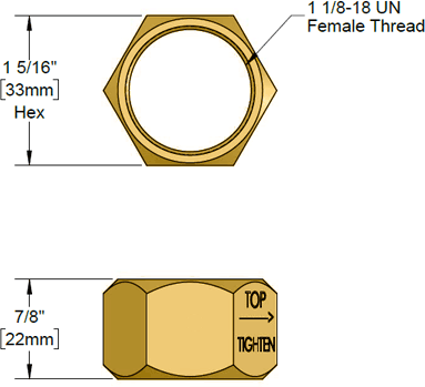 T&S Brass (000736-20) Spreader Coupling Nut (Brass) additional product graphic