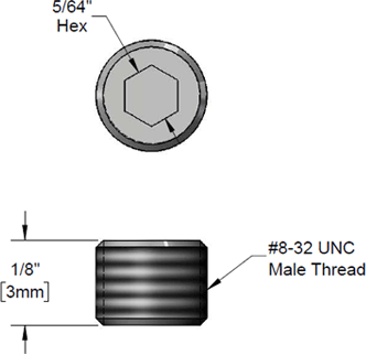 T&S Brass (000939-45) Faucet Set Screw 1/8in Long w/ 8-32 UN Connections additional product graphic