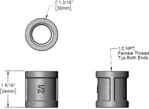 T&S Brass (001684-25) 1/2in NPT Female Coupling (Chrome-Plated) additional product graphic