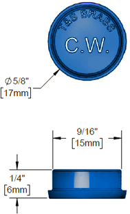 T&S Brass (001686-45) Snap-In Index, Medium Blue, Cold Water C.W. additional product graphic
