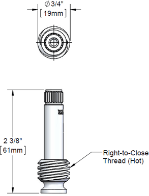 T&S Brass (001907-25) Eterna Spring Check Spindle, Hot (Right Hand) additional product graphic