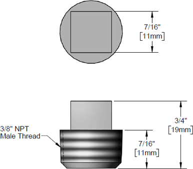 T&S Brass (002369-25) Faucet Plug w/ 3/8in NPT Connections, Brass, Rough Chrome additional product graphic