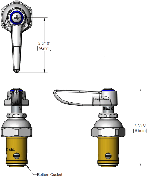 T&S Brass (002711-40) Eterna Spindle Assembly, Spring Check, Left Hand (Cold), Lever Handle, Screw, & Index additional product graphic