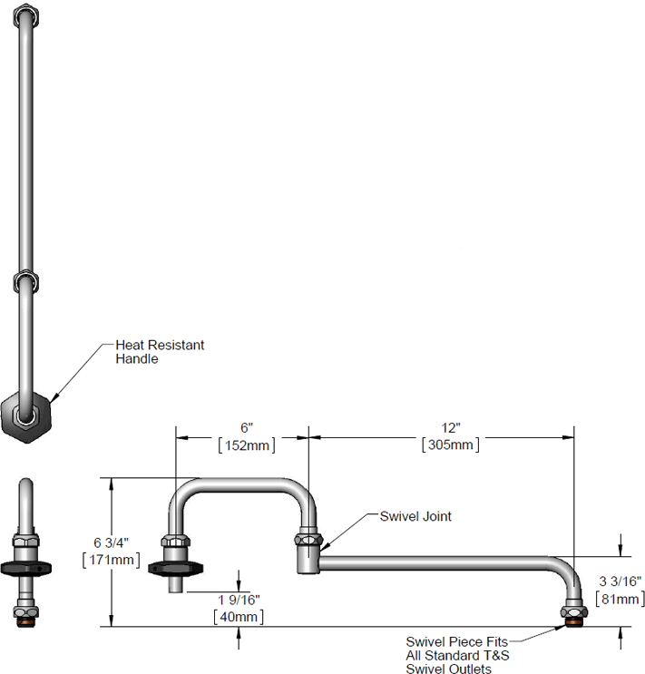 T&S Brass (002848-40) B-0580 18in Double-Joint Nozzle Assembly additional product graphic