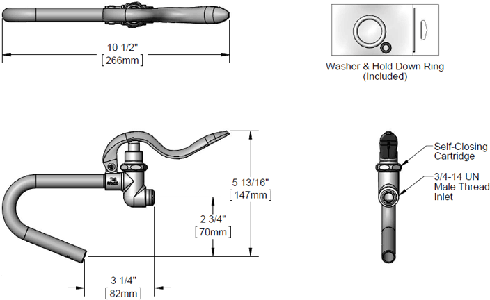 T&S Brass (002851-40) Hook Nozzle And Self-Closing Valve (Gray) additional product graphic