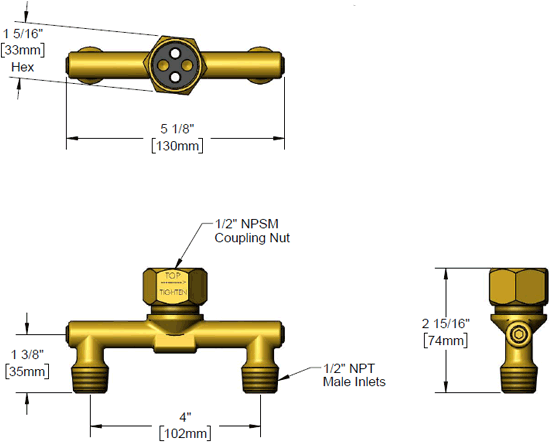 T&S Brass (002898-40) 4in Spreader Assembly, 1/2in NPT Male Inlets additional product graphic