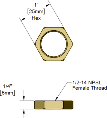 T&S Brass (002954-45) Brass Lock Nut, 1/2-14NPSL additional product graphic