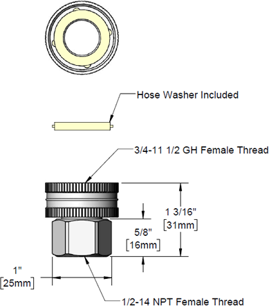 T&S Brass (002957-25) Adapter, Garden Hose 1/2in NPT Female x 3/4in Garden Hose Female additional product graphic