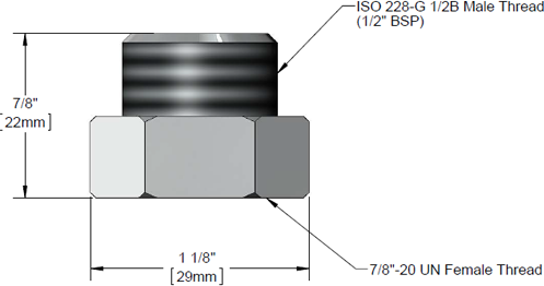 T&S Brass (005221-25) Adapter, 7/8-20UN Female x 1/2 BSPP Male, Chrome Plated Brass additional product graphic
