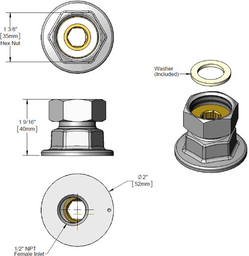 T&S Brass (00AA) 1/2in NPT Female Eccentric Flanged Inlet additional product graphic