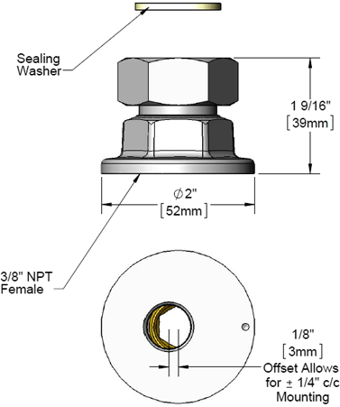 T&S Brass (00QQ) 3/8in NPT Eccentric Flange Assembly, Chrome Finish additional product graphic