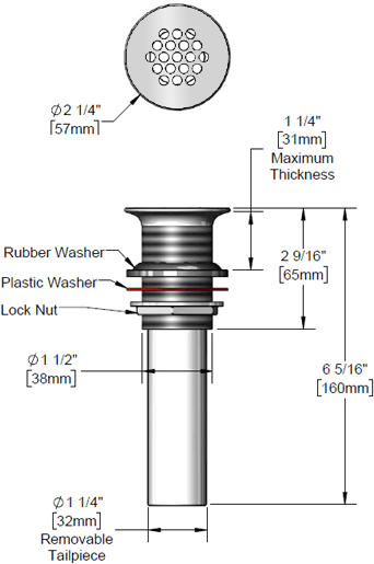 T&S Brass (010126-45) Glass Filler Drip Pan Drain Assembly additional product graphic