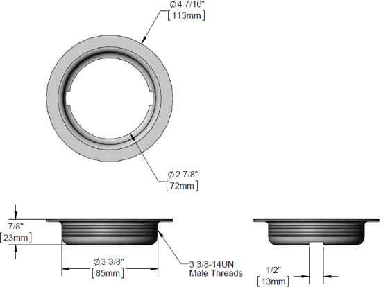T&S Brass (010384-45) 3-1/2in Waste Drain Face Flange, Stainless Steel additional product graphic