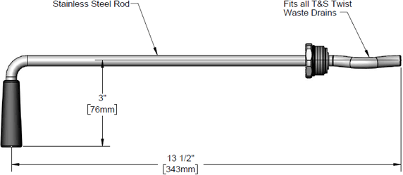 T&S Brass (010393-45) Twist Waste Valve Handle Assembly additional product graphic