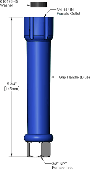 T&S Brass (012504-40) Grip Handle, 3/8in NPT Female Inlet (Blue) additional product graphic