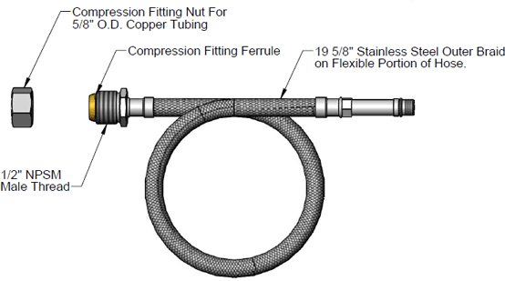 T&S Brass (012534-45) B-0113 PRU Flex Supply Hoses (Qty 2) additional product graphic