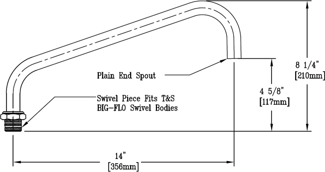 T&S Brass (014462-40) 14in Big-Flo Swing Nozzle additional product graphic
