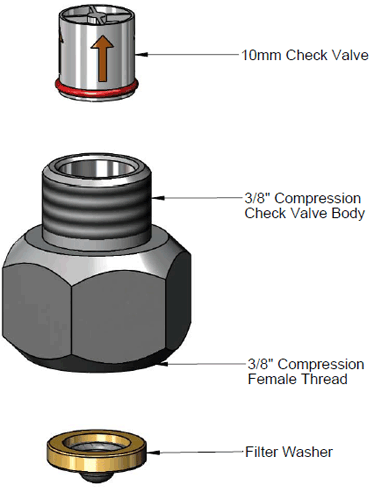 T&S Brass (016419-25) 3/8in Compression Check Valve Assembly (Female x Male), Chrome-Plated Brass additional product graphic