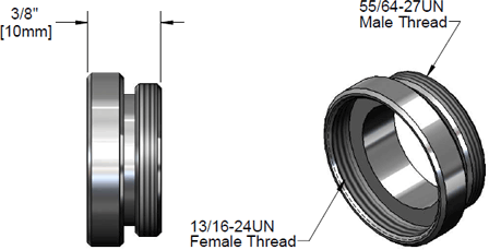 T&S Brass (017649-45) Adapter w/ 13/16-24 UN Female & 55/64-27 UN Male Connections (Chrome Plated) additional product graphic