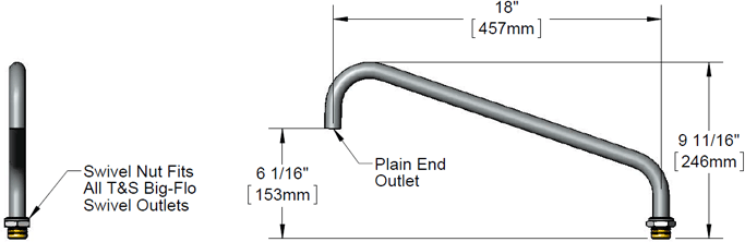 T&S Brass (115X) Big-Flo 18in Swing Nozzle additional product graphic