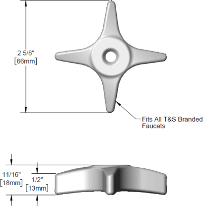T&S Brass (175F) 4-Arm Kitchen Handle, Chrome Plated additional product graphic