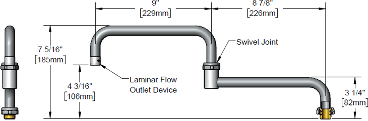 T&S Brass (5DJ-18) Equip 18in Double-Joint Swing Nozzle w/ Laminar Outlet additional product graphic