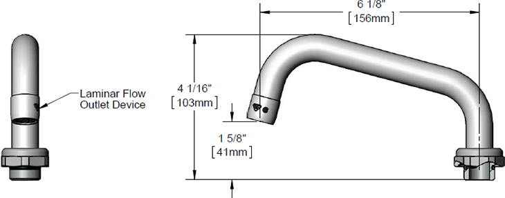 T&S Brass (5SP-06) Nozzle, Swing, 6in Length, 3/4-27UN Laminar Outlet additional product graphic