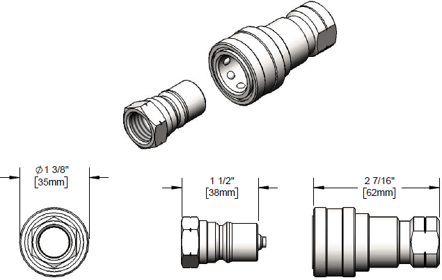 T&S Brass (AW-5B) Water Appliance Connector, 3/8in NPT Quick Disconnect, Stainless Steel additional product graphic