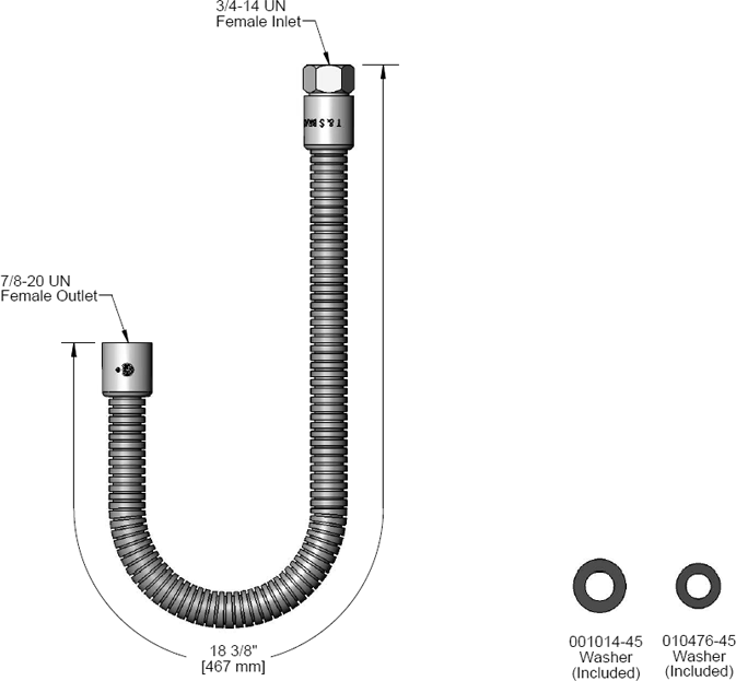 T&S Brass (B-0024-H2A) Flexible Stainless Steel Hose, Less Handle additional product graphic