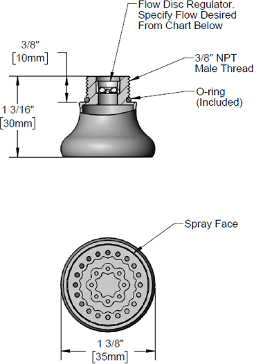 T&S Brass (B-0103-FD15) Rosespray Outlet, 3/8in NPT Male Threads, 1.5 GPM Flow Disc Regulator additional product graphic