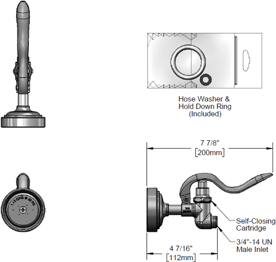 T&S Brass (B-0107) Spray Valve with Gray Rubber Bumper & DOE Spray Face (1.15 GPM / 7.5 Oz-f @ 60 PSI) additional product graphic