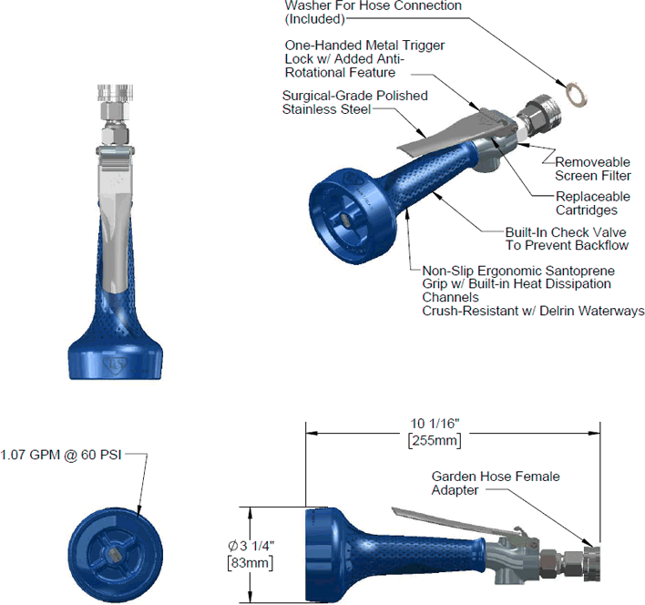T&S Brass (B-0108-GH) JeTSpray Spray Valve, Garden Hose Adapter (1.07 GPM / 7.2 Oz-f @ 60 PSI) additional product graphic