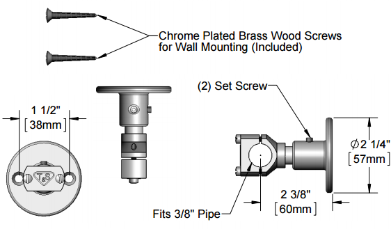 T&S Brass (B-0109-07) Wall Bracket, 2-3/8in Wall Bracket Assembly w/ Mounting Hardware additional product graphic