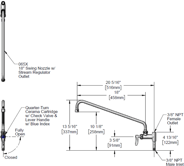 T&S Brass (B-0157-CR) Add-On Faucet w/ Cerama Cartridge & 18in Swing Nozzle additional product graphic