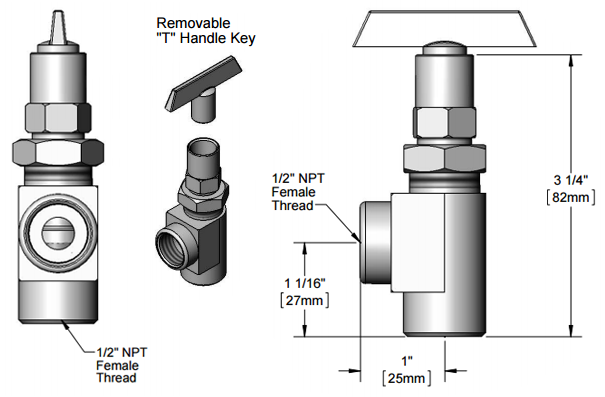 T&S Brass (B-0418) Stop, Angle Loose Key Stop, 1/2in NPT additional product graphic