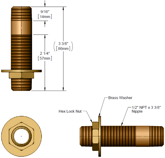 T&S Brass (B-0426) Supply Nipple Kit, 1/2in NPT x 3-3/8in Length additional product graphic