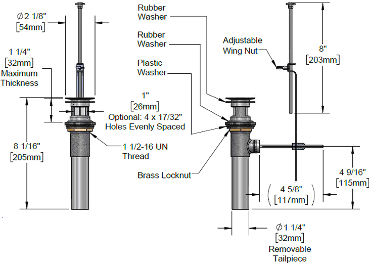 T&S Brass (B-0898) Pop-Up Drain Assembly w/ Vandal Resistant Stopper, Plated Cast Brass additional product graphic