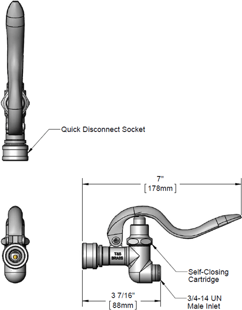 T&S Brass (B-1420) Spray Valve Body w/ Quick Connect Socket additional product graphic