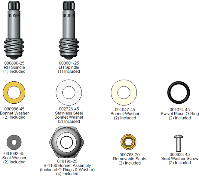 T&S Brass (B-20K) Parts Kit For B-1100 Series (Workboard Faucets) additional product graphic