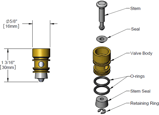 T&S Brass (B-2730-DRK) B-2730 Diverter Repair Kit additional product graphic