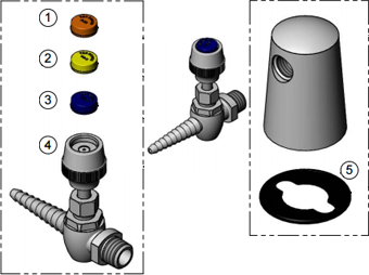 T&S Brass (BL-4210-01) Lab Turret, Tapered w/ (1) Needle Hosecock additional product graphic